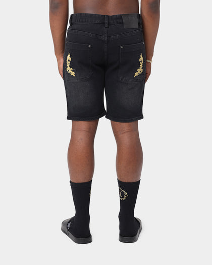 Last Kings The Throne Denim Shorts Washed Black