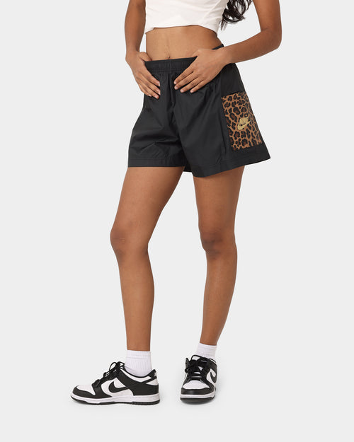 Nike Women's Nike Sportswear Woven Leopard High-Waisted Shorts Black/Metallic