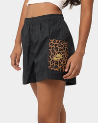 Nike Women's Nike Sportswear Woven Leopard High-Waisted Shorts Black/Metallic