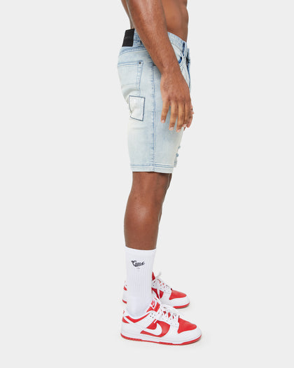 Carre Bandana Ultra Patchwork Denim Shorts Light Blue