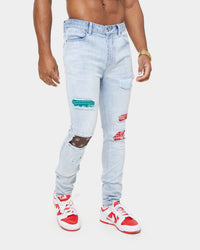 Carre BU Rugueux Distressed Jeans Light Blue