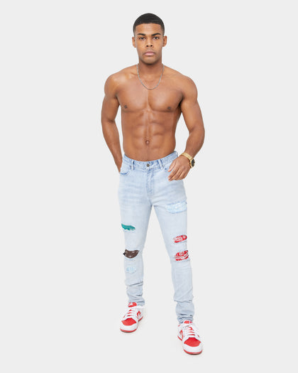 Carre BU Rugueux Distressed Jeans Light Blue