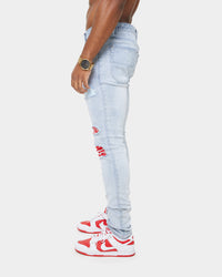Carre BU Rugueux Distressed Jeans Light Blue