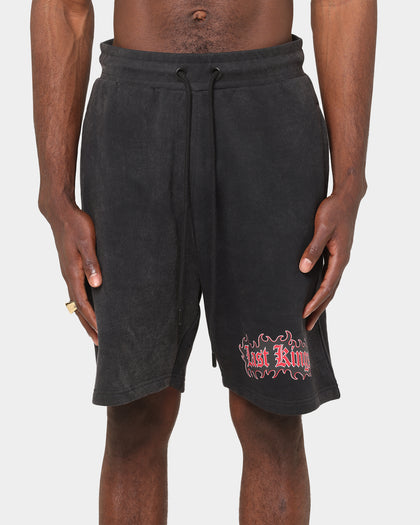 Last Kings Flaming Wings Sweat Shorts Black Wash