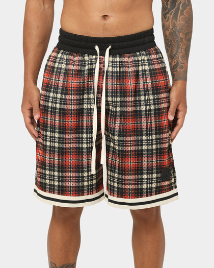 EN ES Team Basketball Shorts Red Plaid