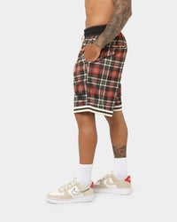 EN ES Team Basketball Shorts Red Plaid