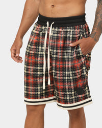 EN ES Team Basketball Shorts Red Plaid