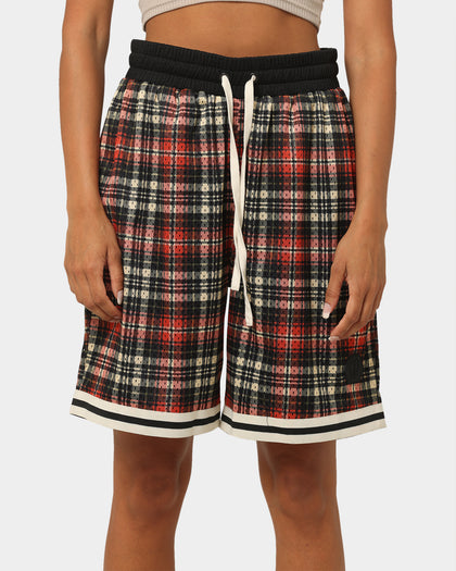 EN ES Team Basketball Shorts Red Plaid