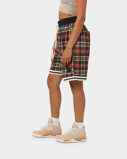 EN ES Team Basketball Shorts Red Plaid