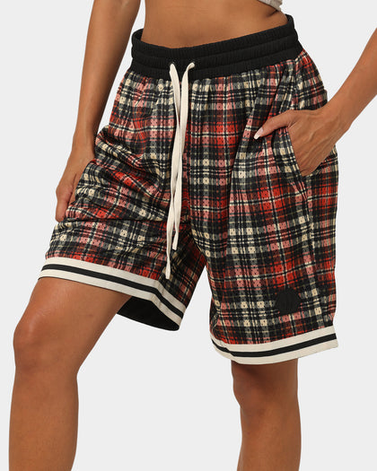 EN ES Team Basketball Shorts Red Plaid