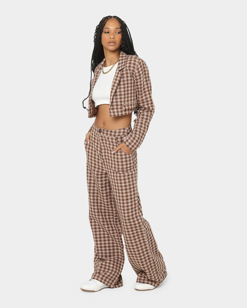 EN ES Women's Harvard Wide Leg Pants Gingham Aurora