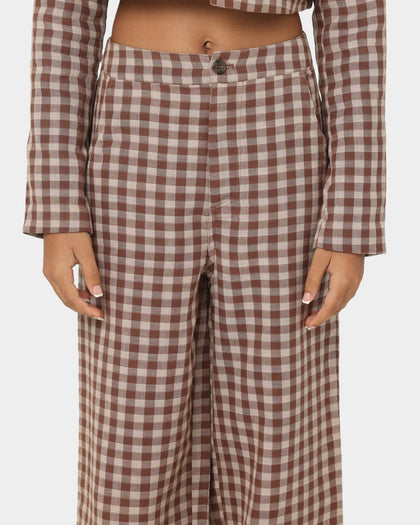 EN ES Women's Harvard Wide Leg Pants Gingham Aurora