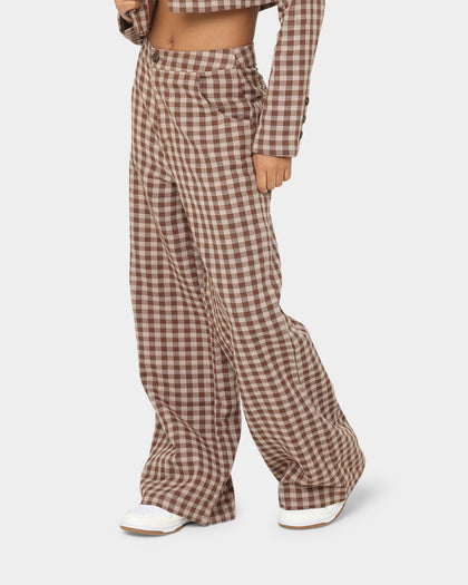 EN ES Women's Harvard Wide Leg Pants Gingham Aurora