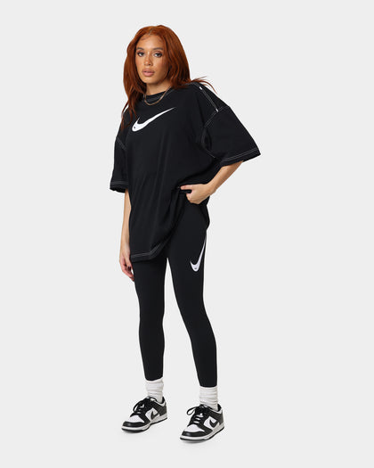Nike Women's Sportswear Swoosh High-Rise Leggings Black/Black/White