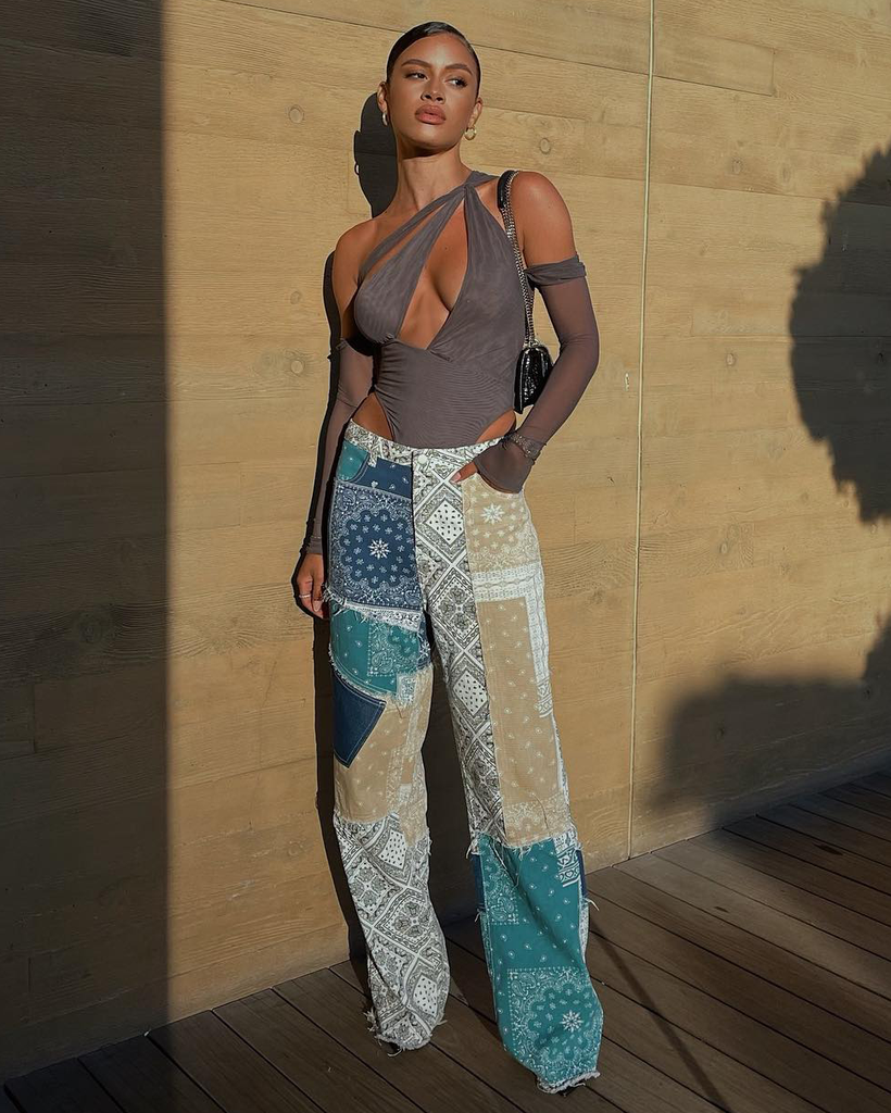 XXIII Women's Bandana Print Jeans Green Culture Kings