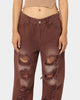 XXIII Women's Alina Baggy Rip Jeans Brown