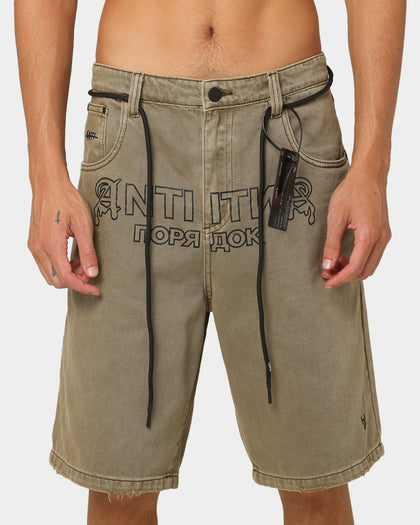 The Anti Order Military Denim Shorts Vintage Brown