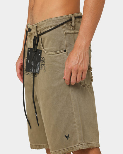 The Anti Order Military Denim Shorts Vintage Brown