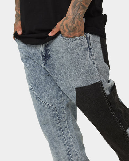 Saint Morta Patchwork Carpenter Jeans Stone Wash Blue
