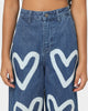 EN ES Women's I Heart You Baggy Jeans Light Blue Deni