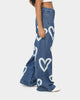 EN ES Women's I Heart You Baggy Jeans Light Blue Deni