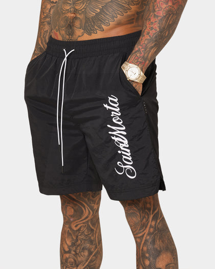 Saint Morta Scripted Beach Shorts Black