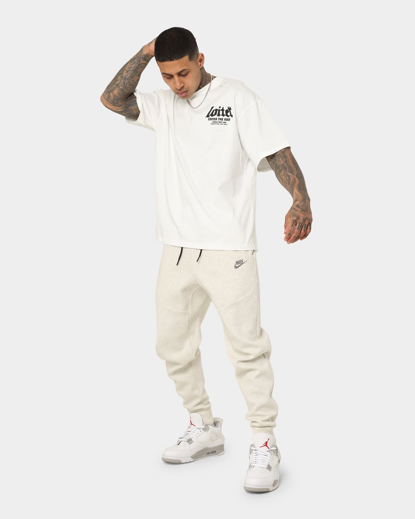 nike tech fleece white heather