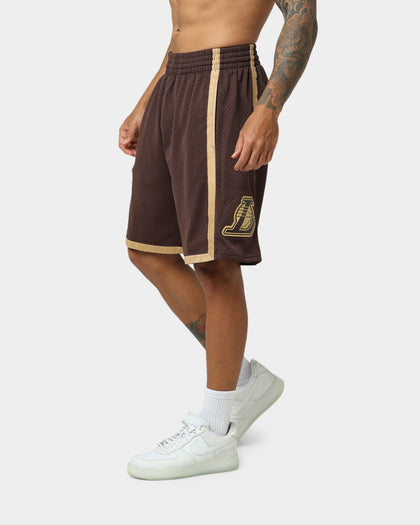 Mitchell & Ness Los Angeles Lakers Lux Brown Swingman Shorts Baroque Brown