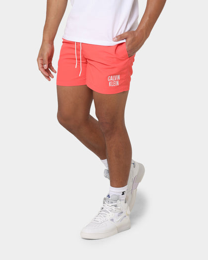 Calvin Klein Medium Double Waistband Swim Shorts Coral Crush