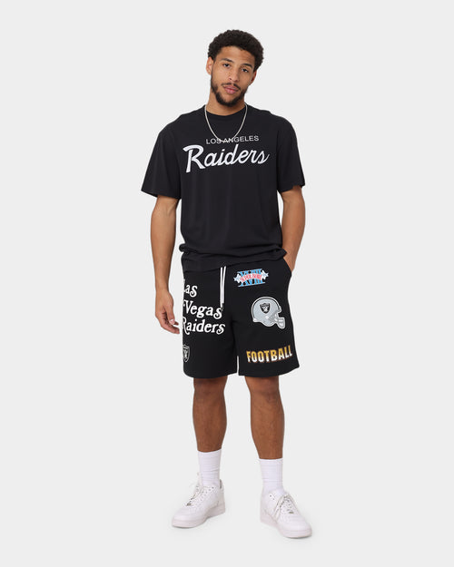 Majestic Athletics Las Vegas Raiders Puff Print Patch Fleece Shorts Faded Black