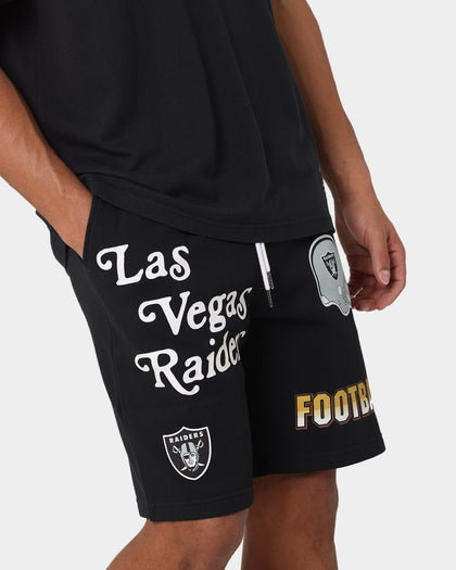Majestic Athletics Las Vegas Raiders Puff Print Patch Fleece Shorts Faded Black