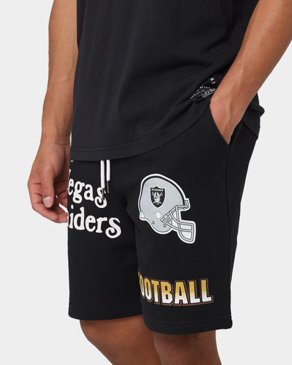 Majestic Athletics Las Vegas Raiders Puff Print Patch Fleece Shorts Faded Black