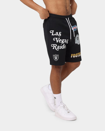 Majestic Athletics Las Vegas Raiders Puff Print Patch Fleece Shorts Faded Black