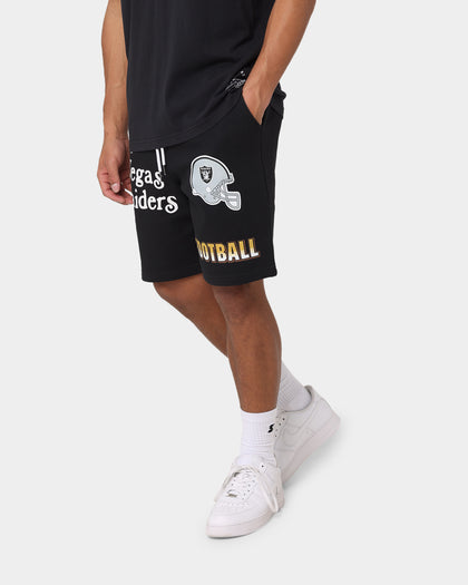 Majestic Athletics Las Vegas Raiders Puff Print Patch Fleece Shorts Faded Black