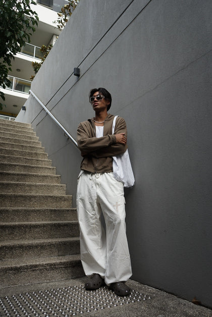 Loiter X The Anti Order Parachute Pants Off White