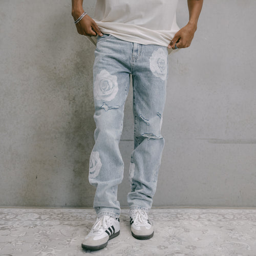 Carré Rose Bunch Distressed Jeans Vintage Blue