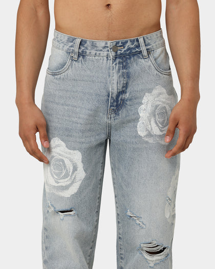 Carré Rose Bunch Distressed Jeans Vintage Blue