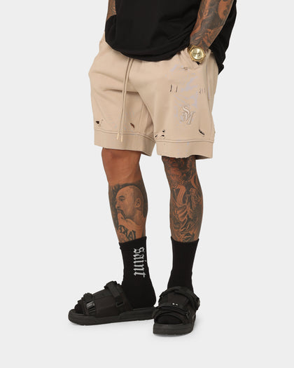 Saint Morta Rags Fleece Shorts Stone