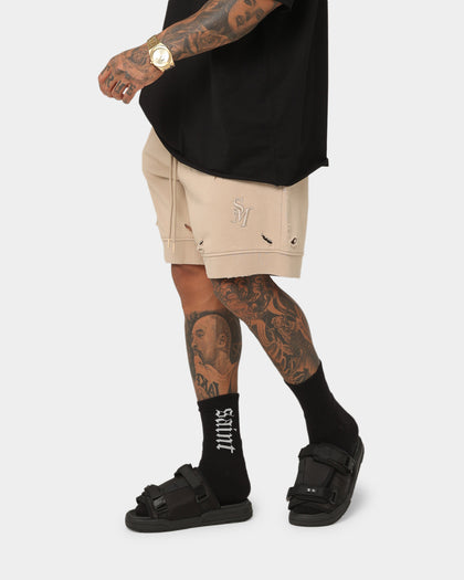 Saint Morta Rags Fleece Shorts Stone