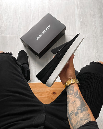 Saint Morta Hemisphere Suede Slip On Loafer Black/White
