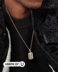 Saint Morta Iced Jewelled Pendant Iced Gold