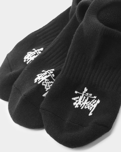 Stussy Graffiti No-Show Socks 3 Pack  Black