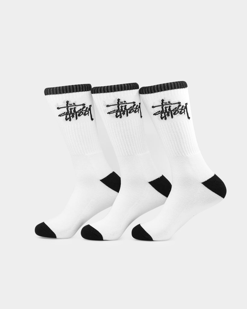 Stussy Graffiti Crew Sock 3PK White/Black | Culture Kings
