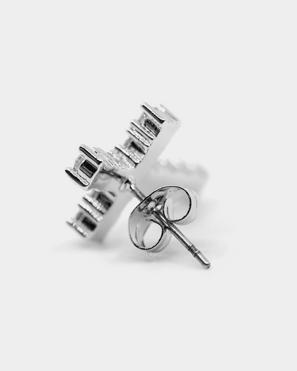 Saint Morta Saint Cross Earring Iced White Gold