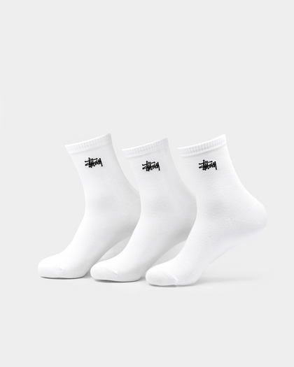Stussy Women's Graffiti Crew Sock 3PK White