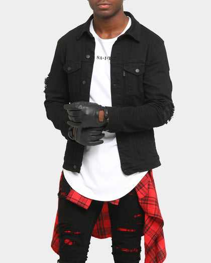 Saint Morta Men's Genuine Leather Gloves Black