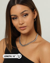 Raising Hell Women's 10mm 16" Cuban Choker Chain Sterling Silver