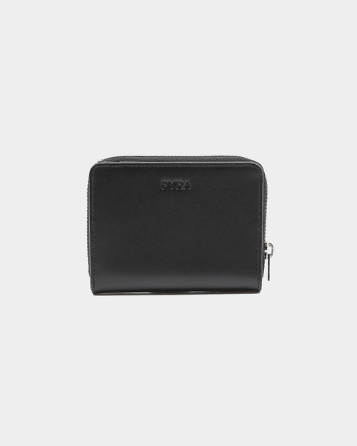 PYRA Men's Leather Zip Wallet Black Leather