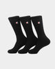 Champion 3 Pack C Logo Crew Socks Black