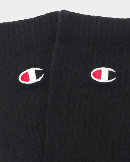 Champion 3 Pack C Logo Crew Socks Black